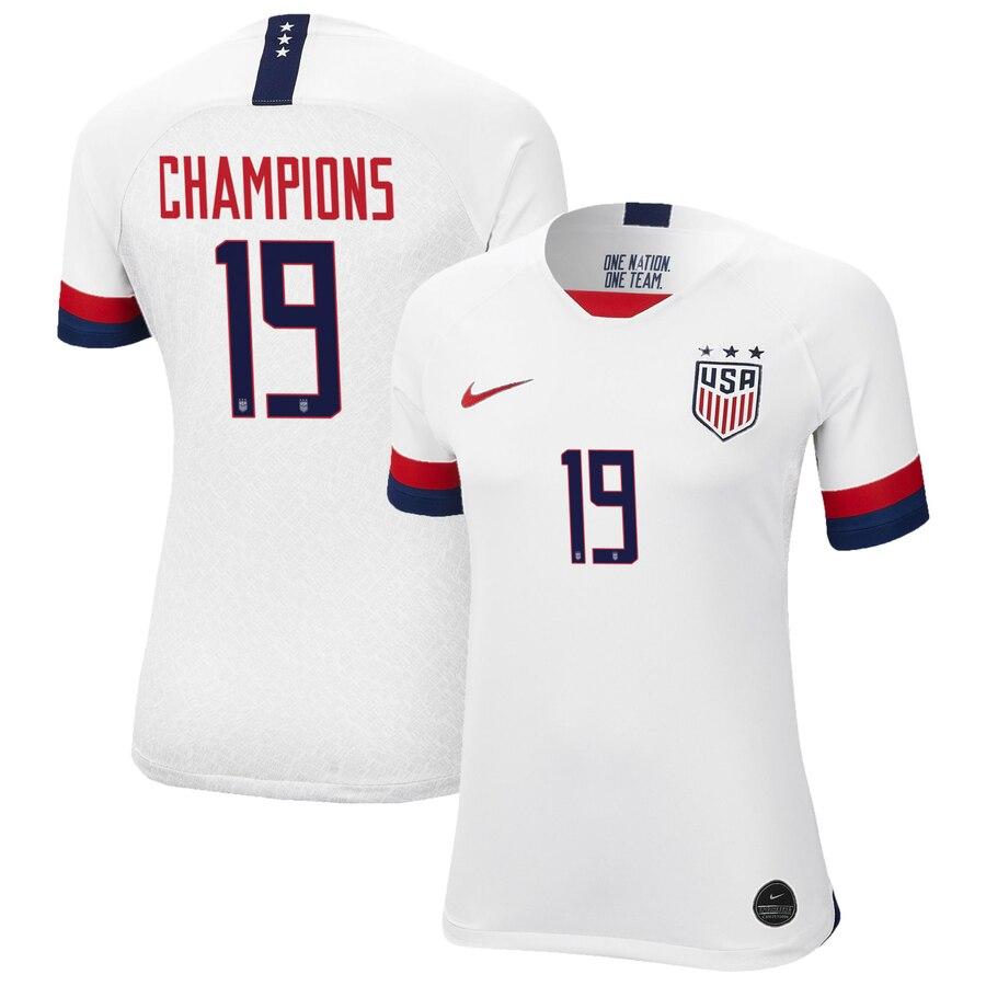 USWNT Women's White 2019 FIFA Women's World Cup Champions 19 Nameplate Authentic Jersey