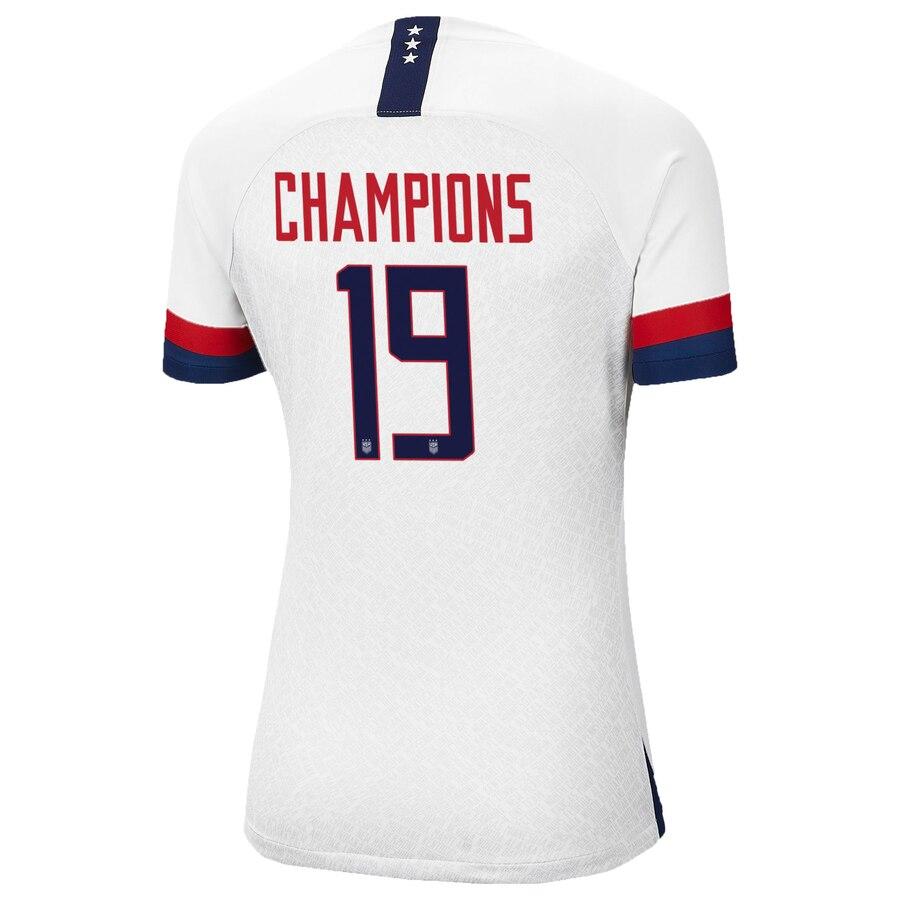 USWNT Women's White 2019 FIFA Women's World Cup Champions 19 Nameplate Authentic Jersey