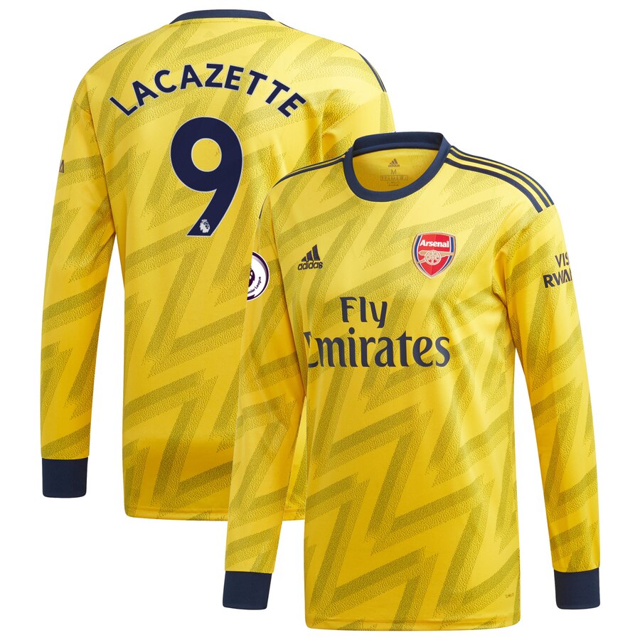 Lacazette 2019/20 Away Replica Player Long Sleeve Jersey – Yellow