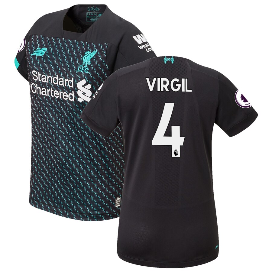 Virgil Van Dijk New Balance Women's 2019/20 Third Replica Player Jersey - Black