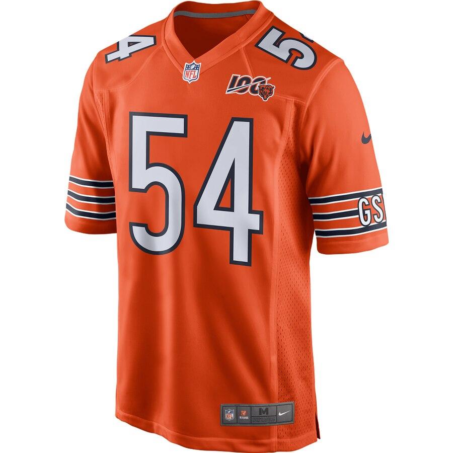 Men's Chicago Bears Brian Urlacher Orange 100th Season Retired Game Jersey