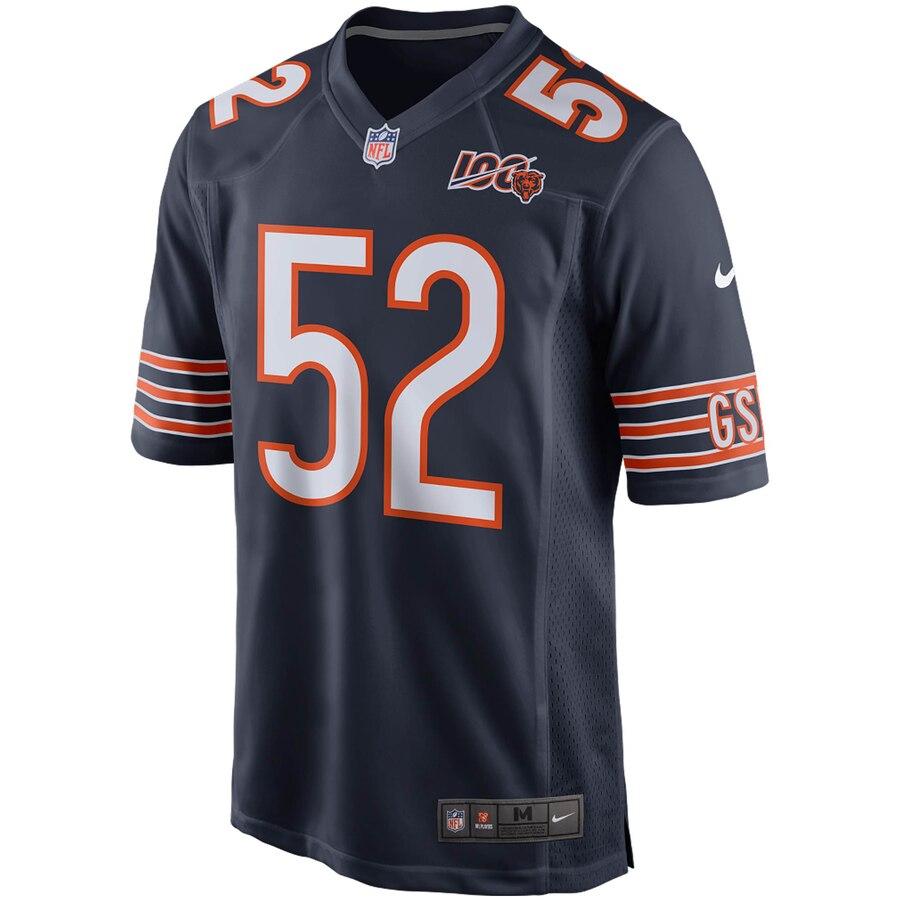 Men's Chicago Bears Khalil Mack Navy 100th Season Game Jersey