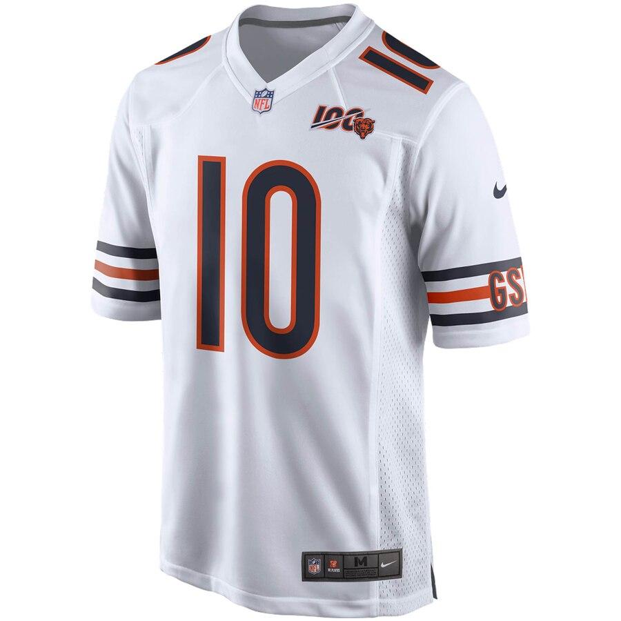 Men's Chicago Bears Mitchell Trubisky White 100th Season Game Jersey