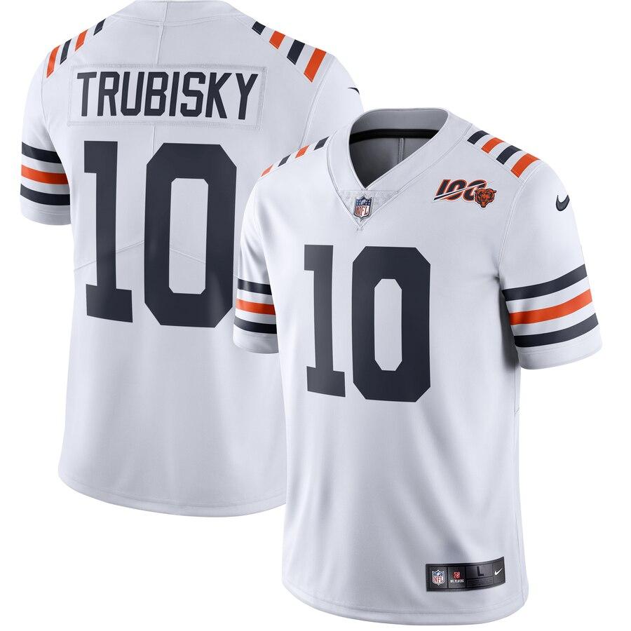 Men's Chicago Bears Mitchell Trubisky White 2019 100th Season Alternate Classic Limited Jersey
