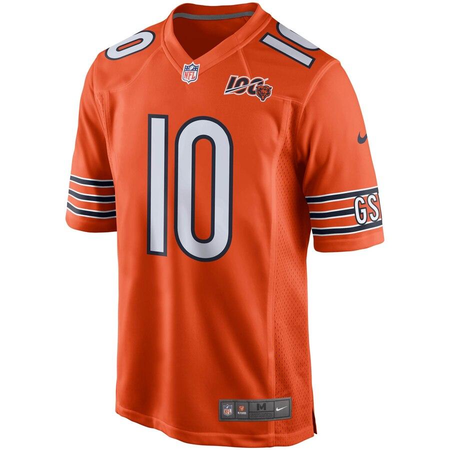 Men's Chicago Bears Mitchell Trubisky Orange 100th Season Game Jersey