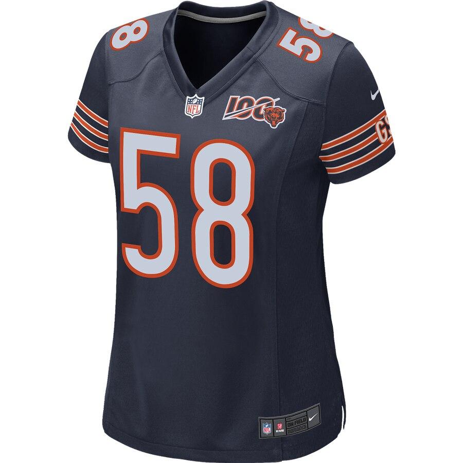 Women's Chicago Bears Roquan Smith Navy 100th Season Game Jersey