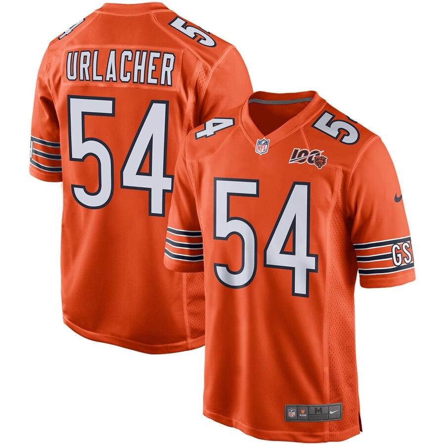 Men's Chicago Bears Brian Urlacher Orange 100th Season Retired Game Jersey