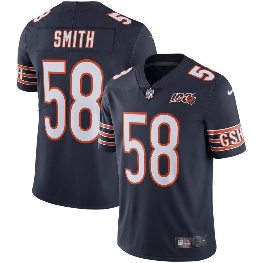 Men's Chicago Bears Roquan Smith Navy NFL 100th Season Limited Jersey