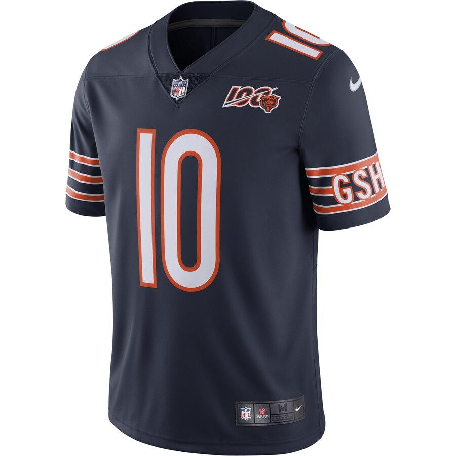 Men's Chicago Bears Mitchell Trubisky Navy NFL 100th Season Limited Jersey