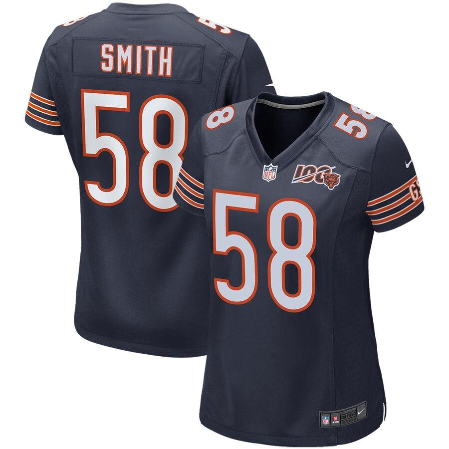Women's Chicago Bears Roquan Smith Navy 100th Season Game Jersey