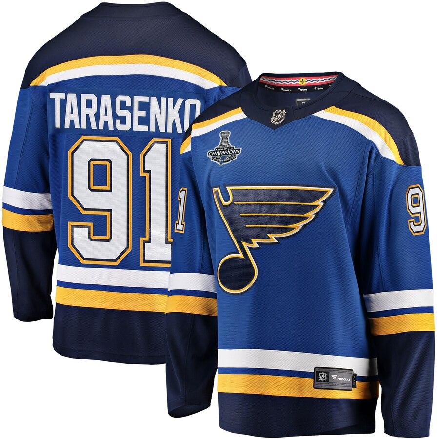 Vladimir Tarasenko 91 St. Louis Blues Blue 2019 Stanley Cup Champions Breakaway Patch Player Jersey