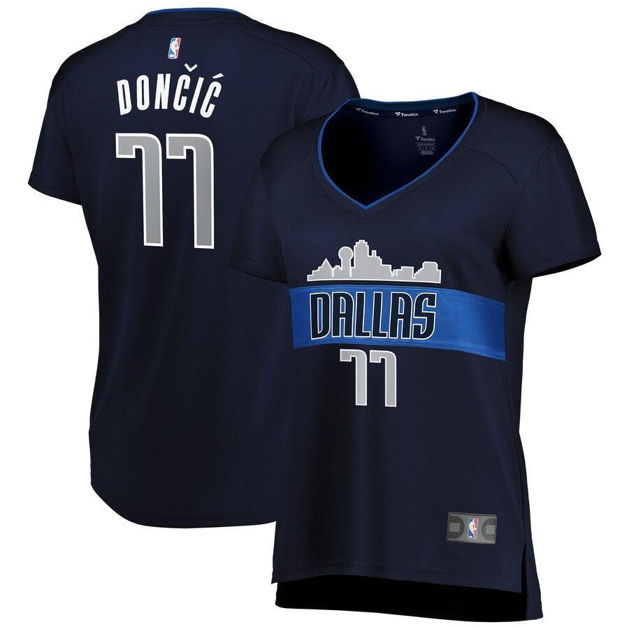 Luka Doncic Dallas Mavericks Women's Fast Break Replica Jersey - Statement Edition – Navy